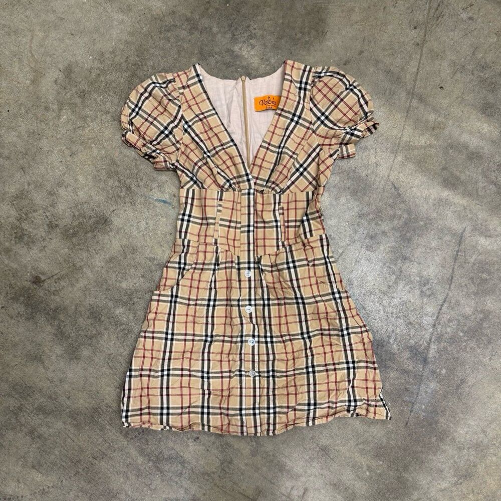 Burberry inspired Plaid Mini Dress - American Vintage
